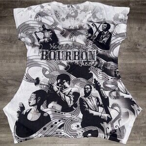 New Orleans Jazz Women’s Shirt  Blouse Size XL Maxi And Co Thin Rhinestone